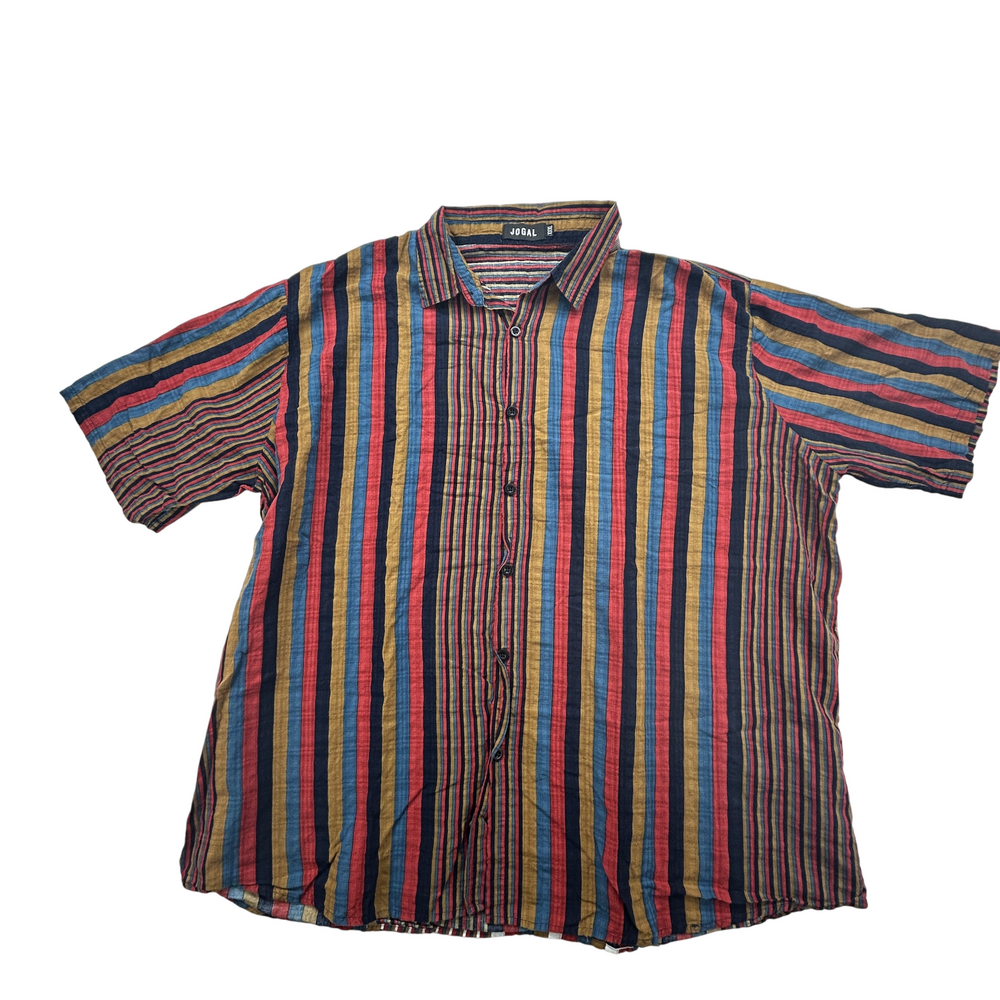 JOGAL Shirt Mens XXXL Button-Up Striped Cotton Relaxed Fit Lightweight Top